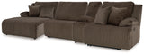 Top Tier Chocolate Velvet 4-Piece Reclining Sectional with Chaise