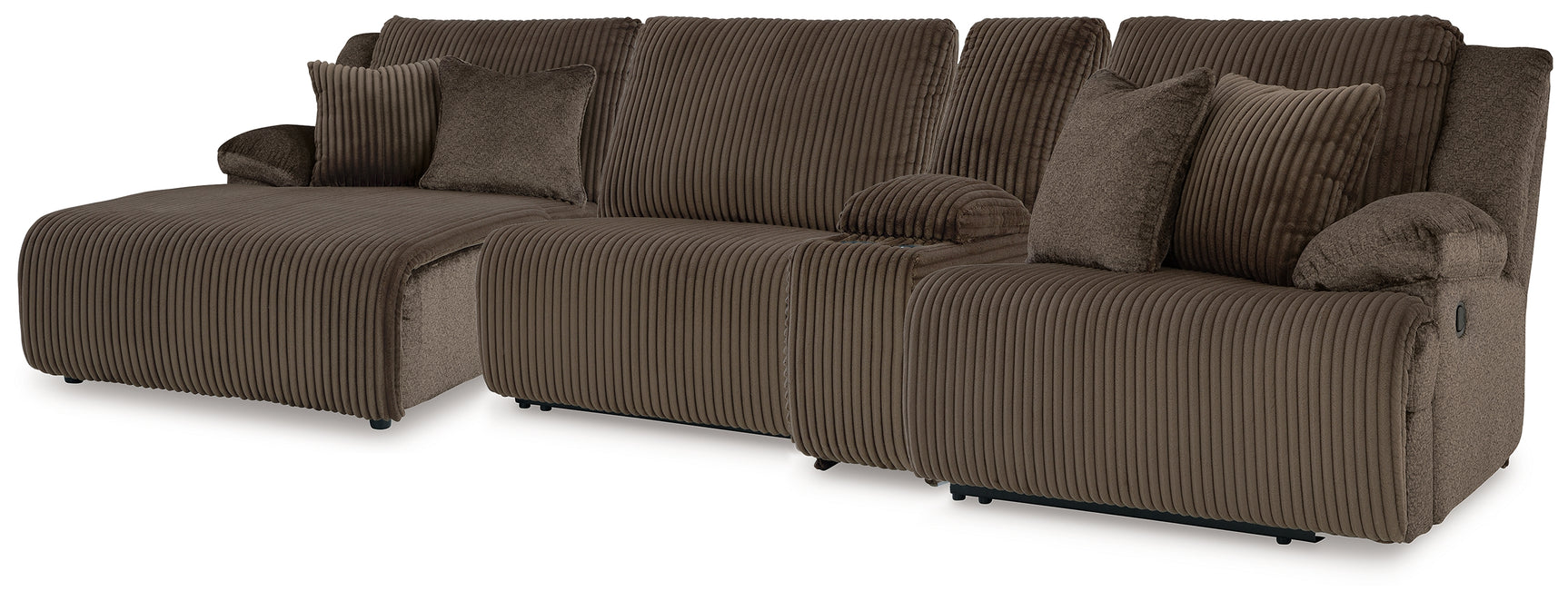 Top Tier Chocolate Velvet 4-Piece Reclining Sectional with Chaise