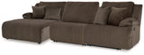 Top Tier Chocolate Velvet 3-Piece Reclining Sofa Chaise Sectional