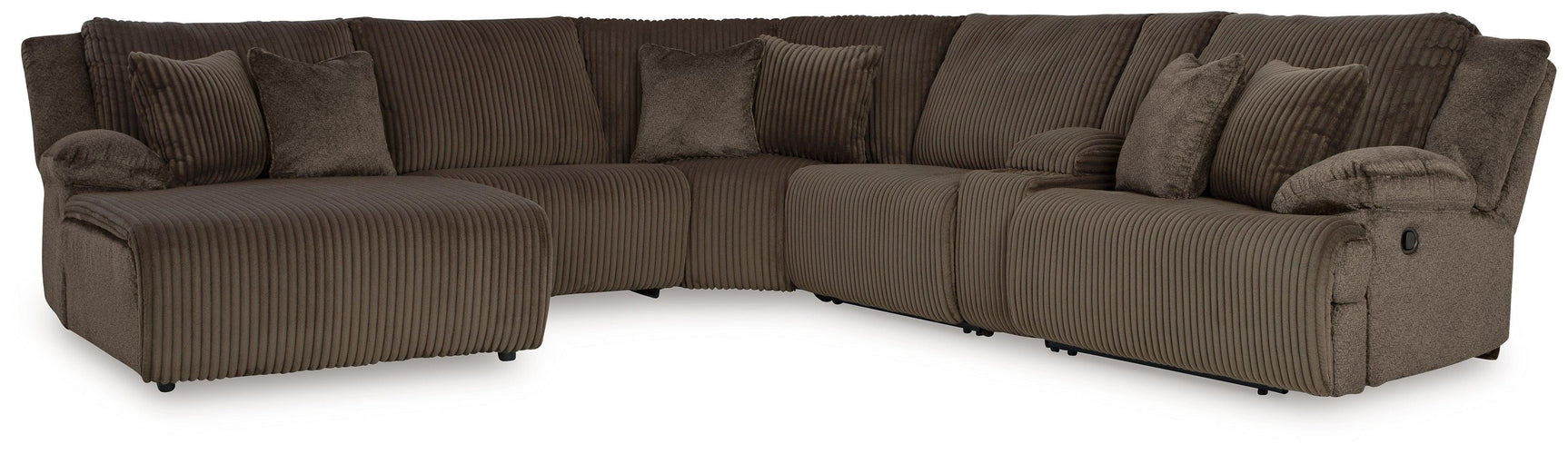 Top Tier Chocolate Velvet 6-Piece Reclining Sectional with Chaise