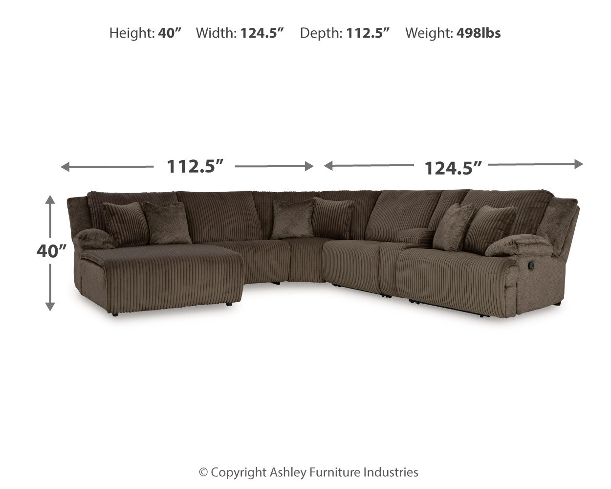 Top Chocolate Tier 6-Piece Sectional with Recliner