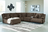 Top Tier Chocolate Velvet 6-Piece Reclining Sectional with Chaise