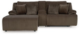 Top Tier Chocolate Velvet 3-Piece Reclining Sectional Sofa with Chaise