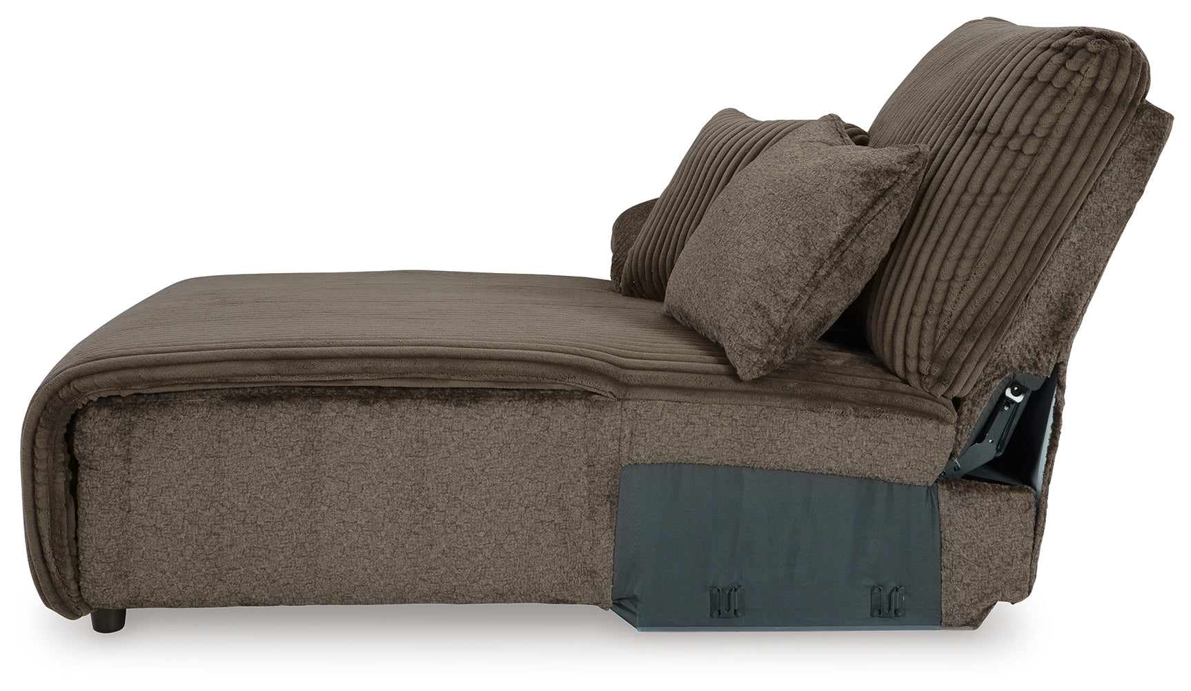 Top Tier Chocolate Velvet 3-Piece Reclining Sofa Chaise Sectional