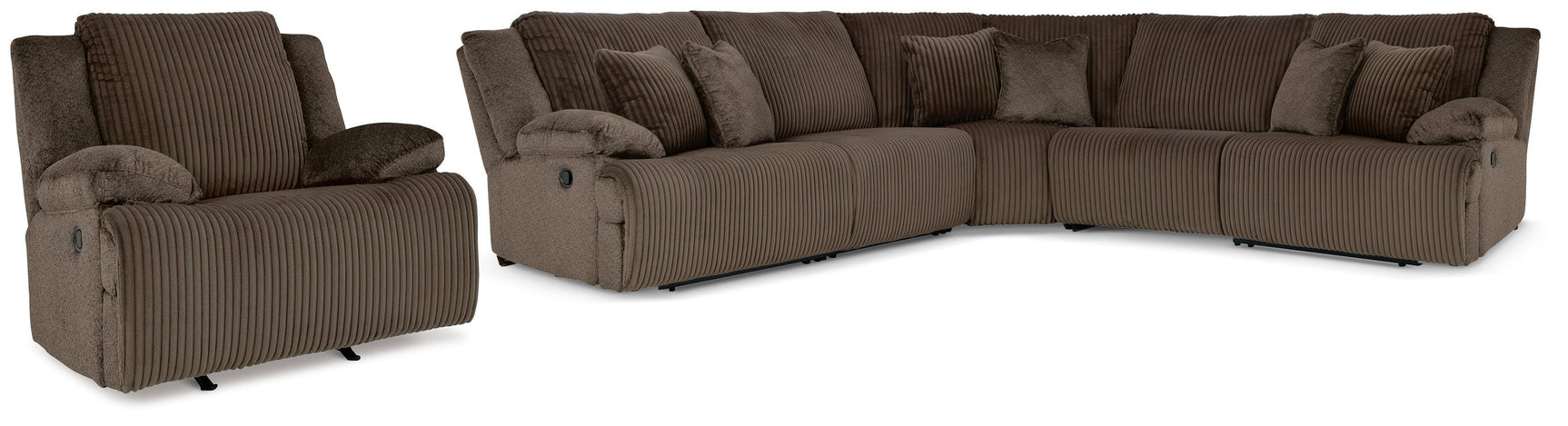 Top Chocolate Tier 5-Piece Sectional with Recliner