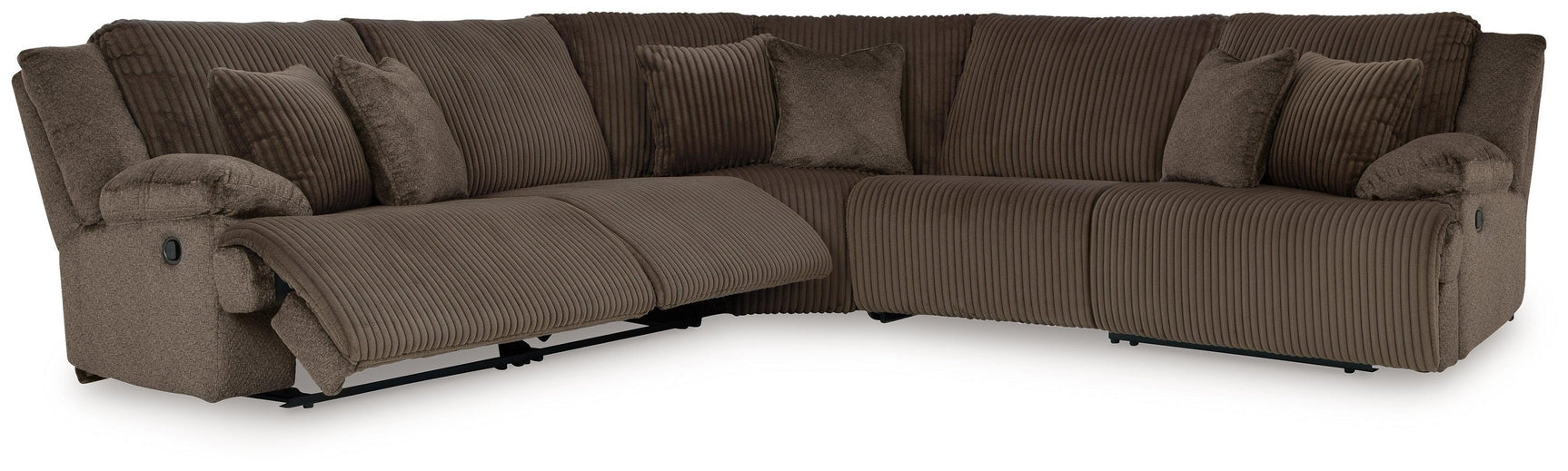 Top Tier Chocolate Velvet 5-Piece Reclining Sectional