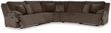 Top Tier Chocolate Velvet 5-Piece Reclining Sectional
