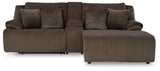 Top Tier Chocolate Velvet 3-Piece Reclining Sectional Sofa with Chaise