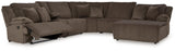 Top Tier Chocolate Velvet 6-Piece Reclining Sectional with Chaise