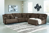 Top Tier Chocolate Velvet 6-Piece Reclining Sectional with Chaise