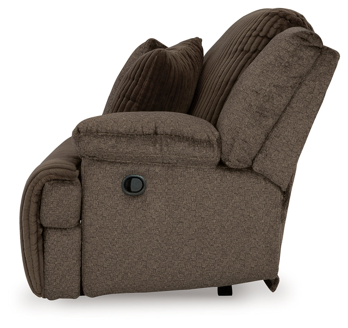 Top Tier Chocolate Velvet 3-Piece Reclining Sofa Chaise Sectional