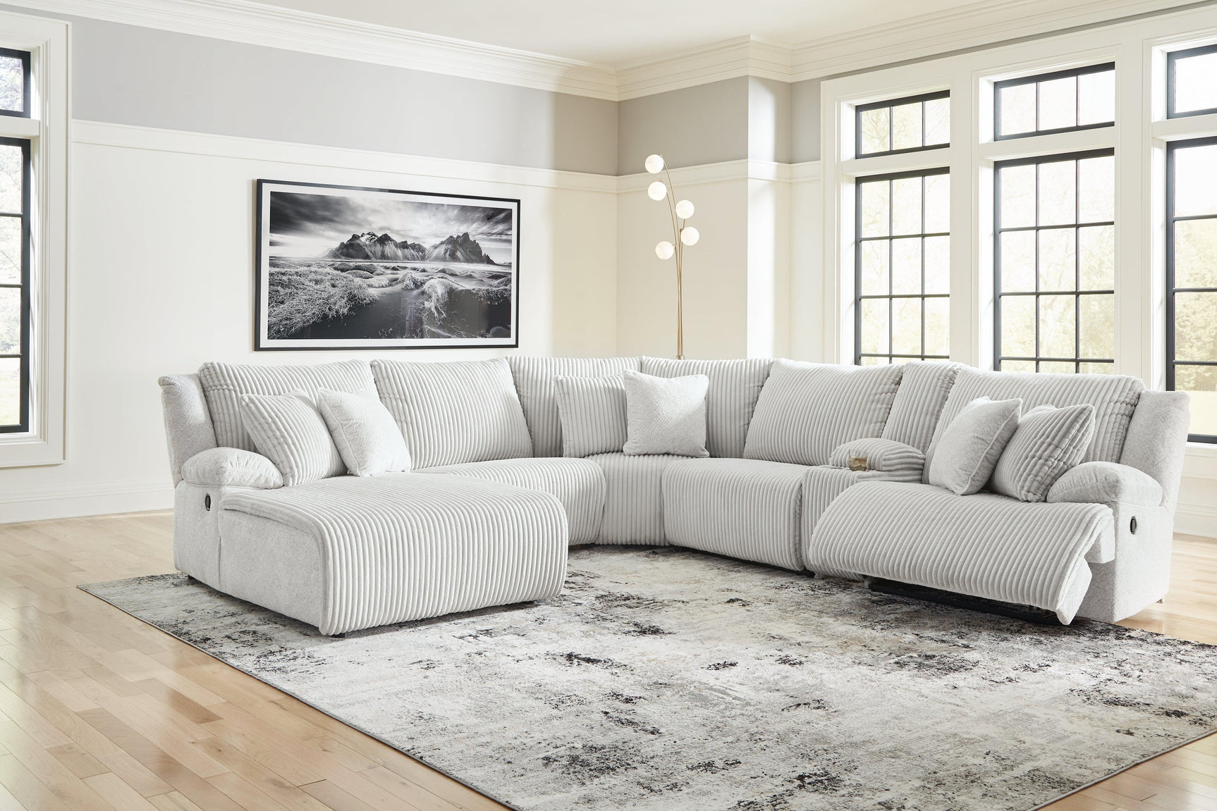 Top Tier Alloy Velvet 6-Piece Reclining Sectional with Chaise