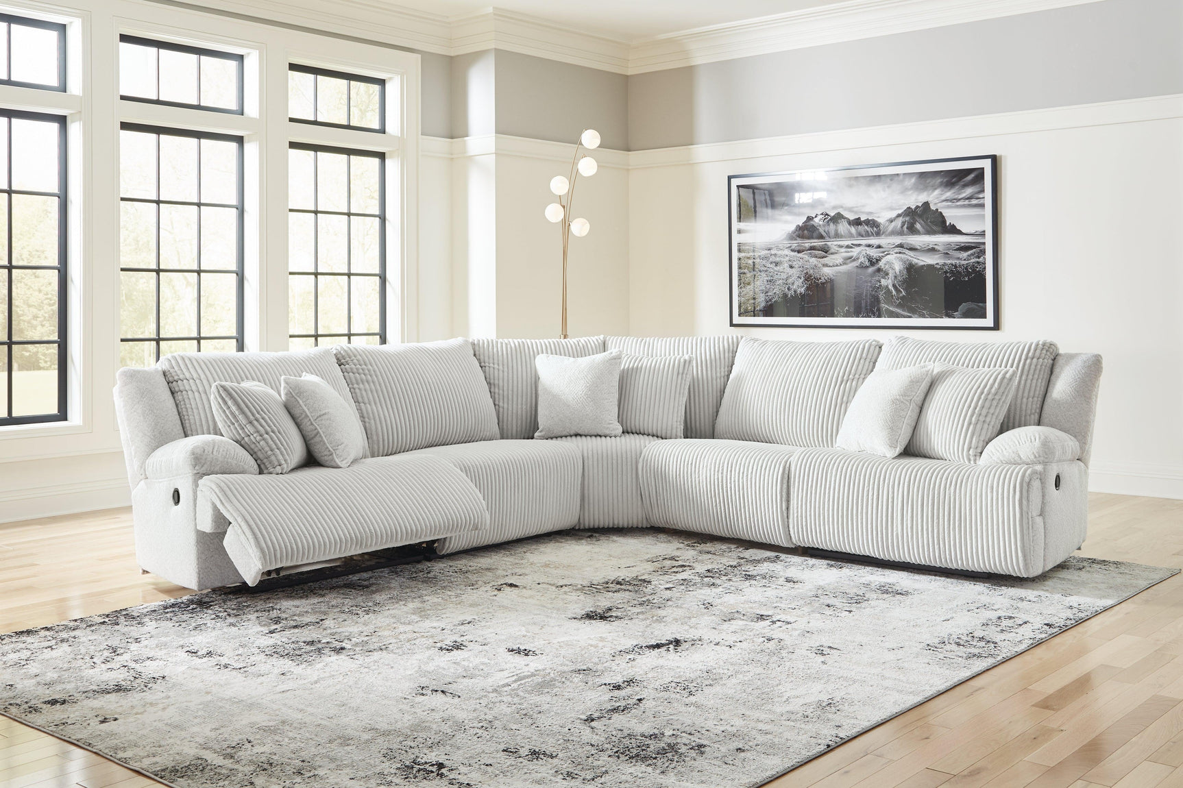 Top Tier Alloy Velvet 5-Piece Reclining Sectional