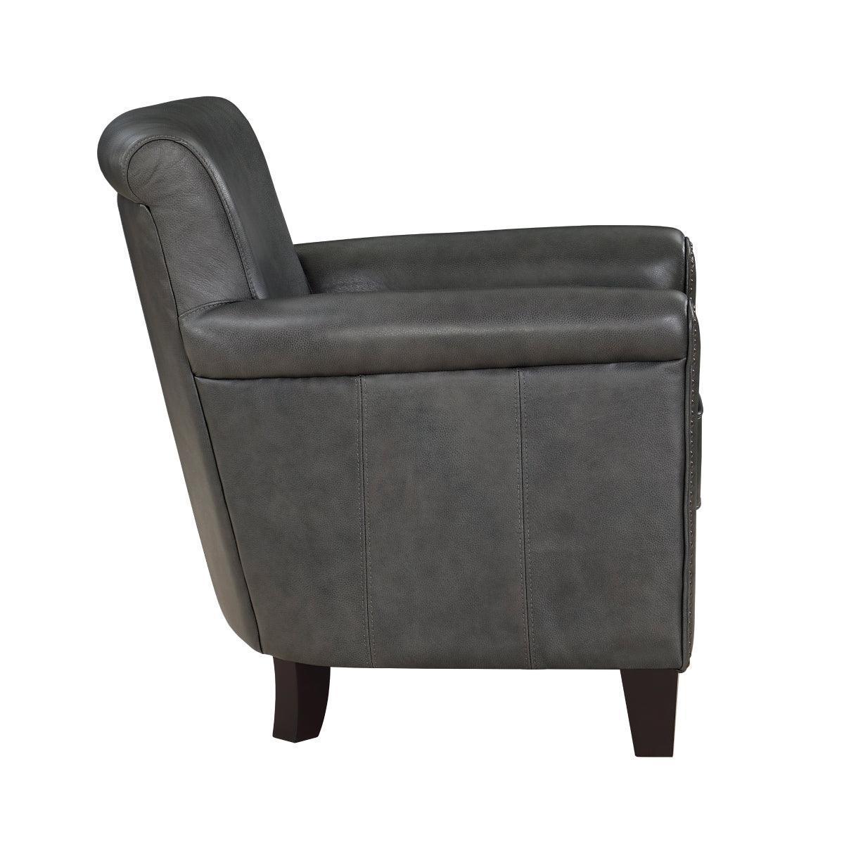Braintree Gray Leather Accent Chair