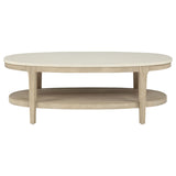 Lucaire Oval Cultured Marble Top Coffee Table Honed Cream and Sandstone — product image 3