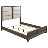 Farre Queen Upholstered Platform Panel Bed Dark Brown — product view