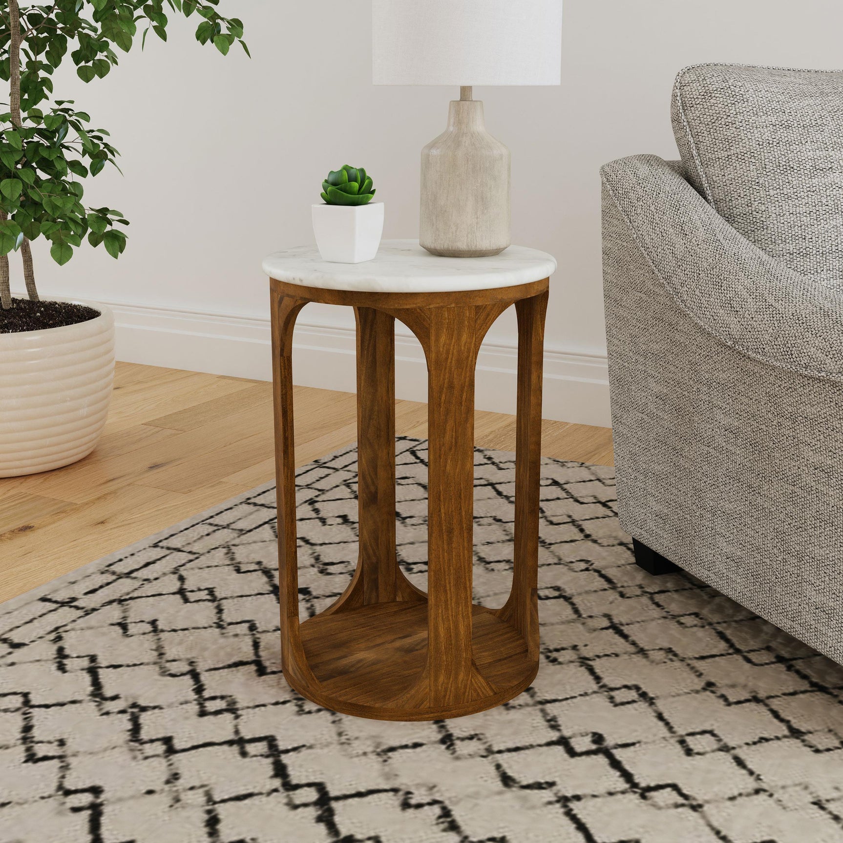 Komas Brown Marble Side Table