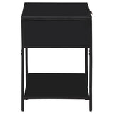 Amherst 1 Drawer Radio Weave Rattan Metal Side Table Black