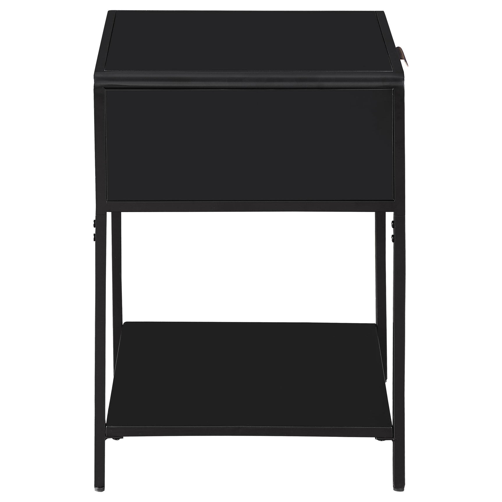 Amherst 1 Drawer Radio Weave Rattan Metal Side Table Black
