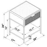 Amherst 1 Drawer Radio Weave Rattan Metal Side Table Black