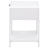 Amherst 1 Drawer Radio Weave Rattan Metal Side Table White