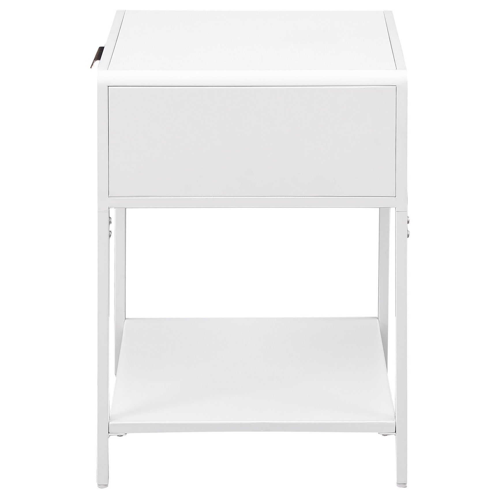 Amherst 1 Drawer Radio Weave Rattan Metal Side Table White
