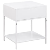 Amherst 1 Drawer Radio Weave Rattan Metal Side Table White