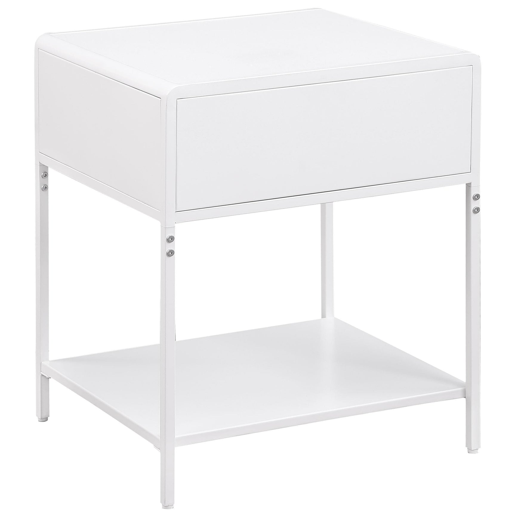 Amherst 1 Drawer Radio Weave Rattan Metal Side Table White