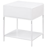 Amherst 1 Drawer Radio Weave Rattan Metal Side Table White