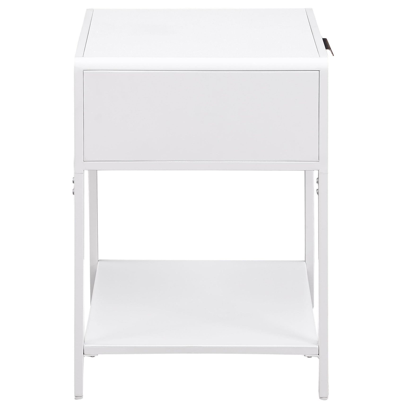 Amherst 1 Drawer Radio Weave Rattan Metal Side Table White