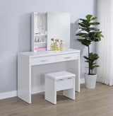 Bunbury Makeup Vanity Table Set Storage Mirror and Stool White