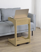 Ralston C-Shaped Lift-Top Sofa Side Table With Casters Light Oak