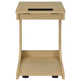 Ralston C-Shaped Lift-Top Sofa Side Table With Casters Light Oak
