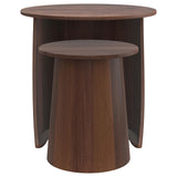 Yency 2-piece Round Mango Wood Nesting Table Set Dark Brown