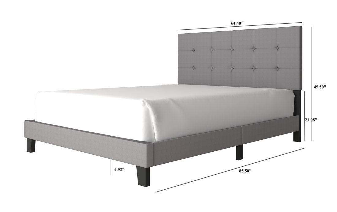 Nini Gray Upholstered Platform Full Bed