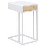 Amherst 1-drawer Radio Weave Cane Metal Side Table White
