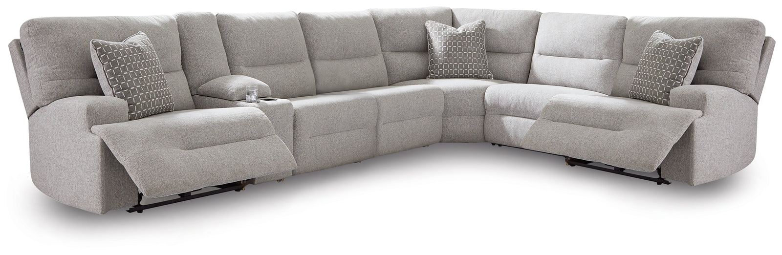 Acklen Place Pewter 7-Piece Power Sectional Reclining Sofa with Storage Console