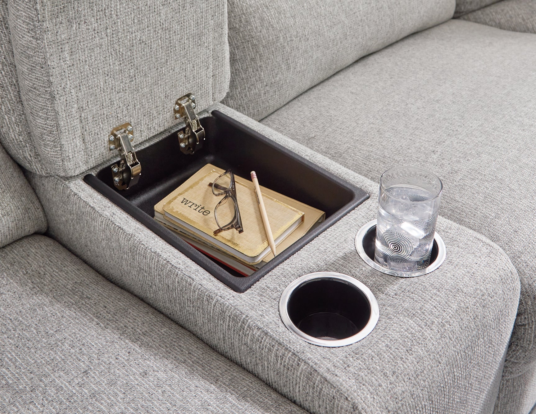 Acklen Place Pewter Performance Fabric,Next-Gen Nuvella™ 6-Piece Power Reclining Sectional