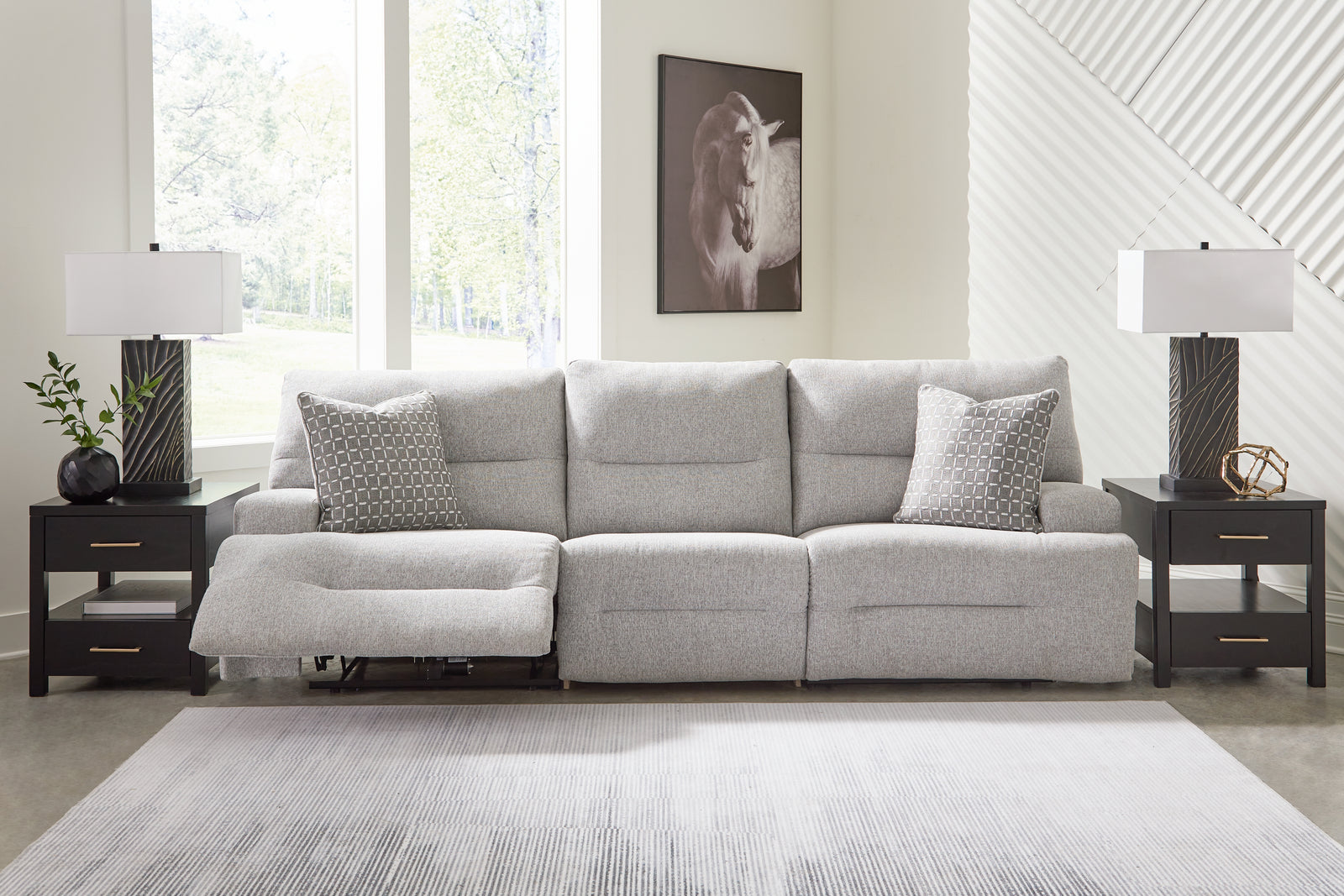 Acklen Place Pewter 3-Piece Power Reclining Sectional Sofa