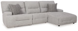 Acklen Place Pewter Performance Fabric,Next-Gen Nuvella™ 3-Piece Power Reclining Sectional