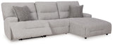 Acklen Place Pewter Performance Fabric,Next-Gen Nuvella™ 3-Piece Power Reclining Sectional