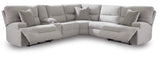 Acklen Place Pewter Performance Fabric,Next-Gen Nuvella™ 6-Piece Power Reclining Sectional