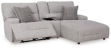 Acklen Place Pewter Performance Fabric,Next-Gen Nuvella™ 3-Piece Power Reclining Sectional Sofa with Chaise