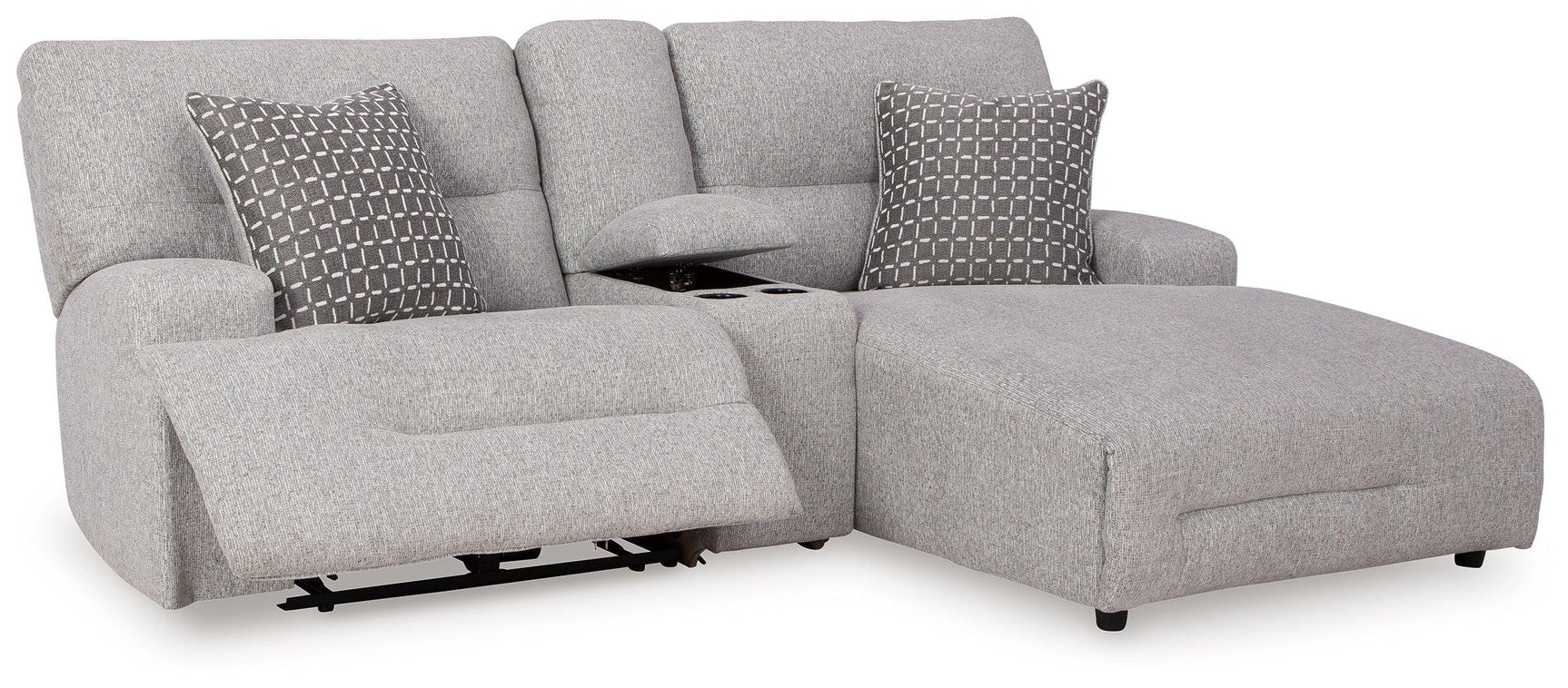 Acklen Place Pewter Performance Fabric,Next-Gen Nuvella™ 3-Piece Power Reclining Sectional Sofa with Chaise
