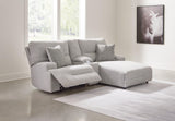 Acklen Place Pewter Performance Fabric,Next-Gen Nuvella™ 3-Piece Power Reclining Sectional Sofa with Chaise