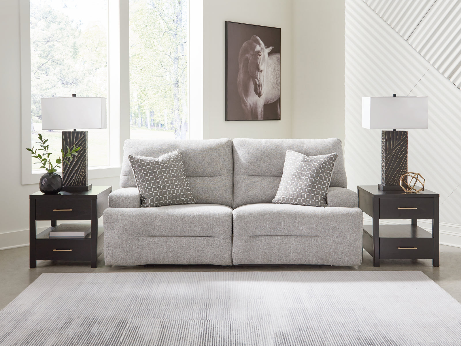Acklen Place Pewter 2-Piece Power Reclining Sectional Loveseat