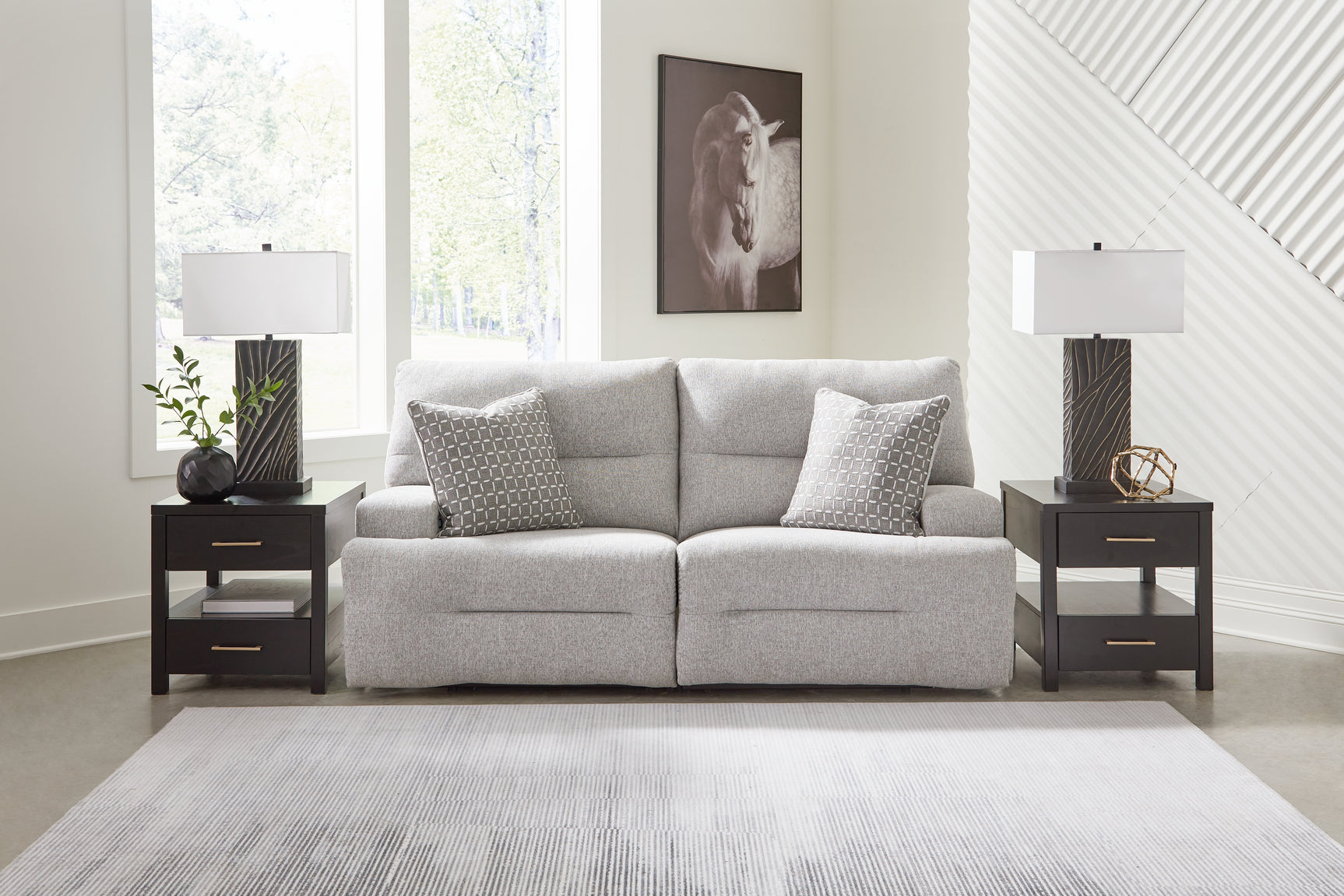 Acklen Place Pewter 7-Piece Power Sectional Reclining Sofa with Storage Console
