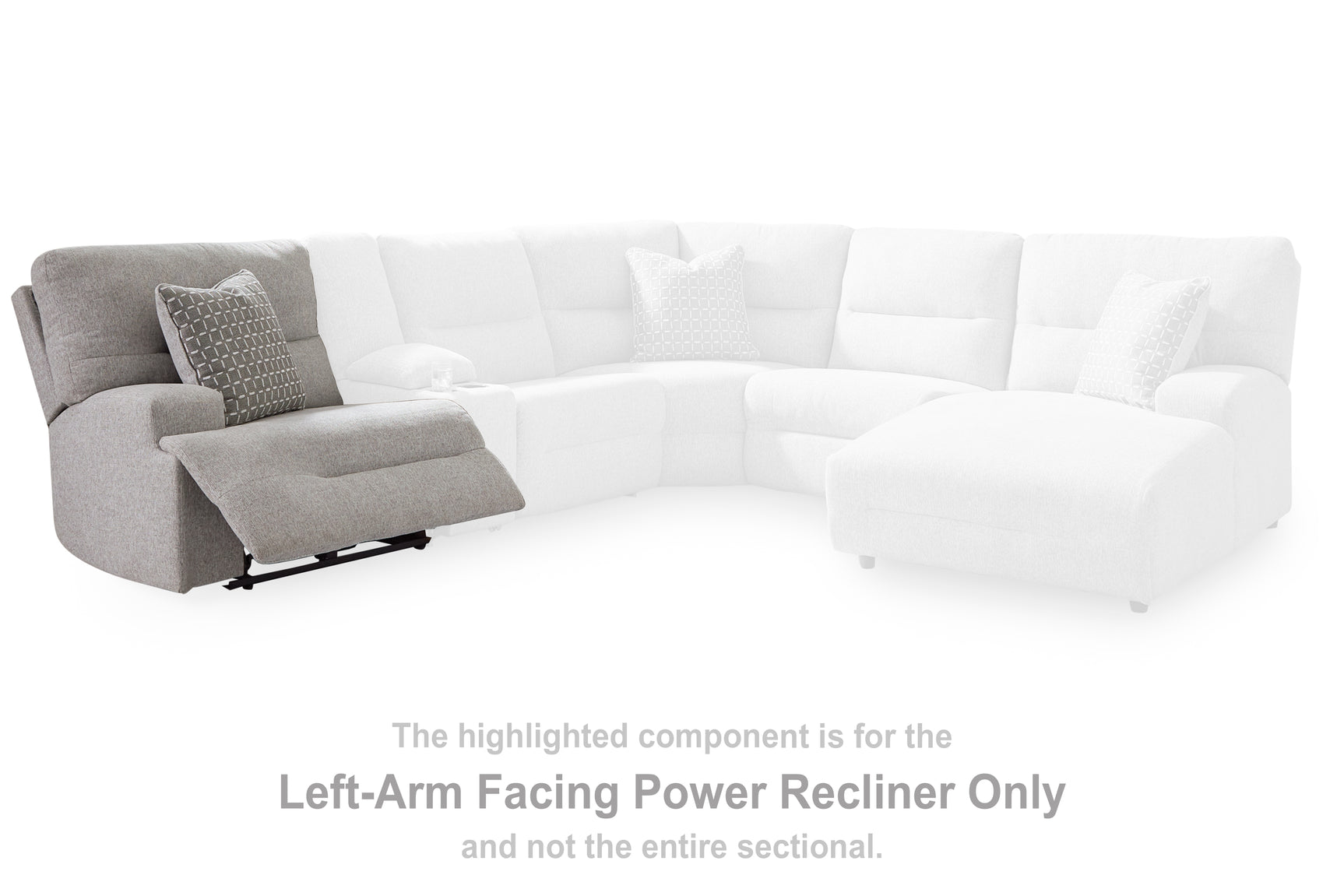 Acklen Place Pewter Performance Fabric,Next-Gen Nuvella™ 5-Piece Power Reclining Sectional