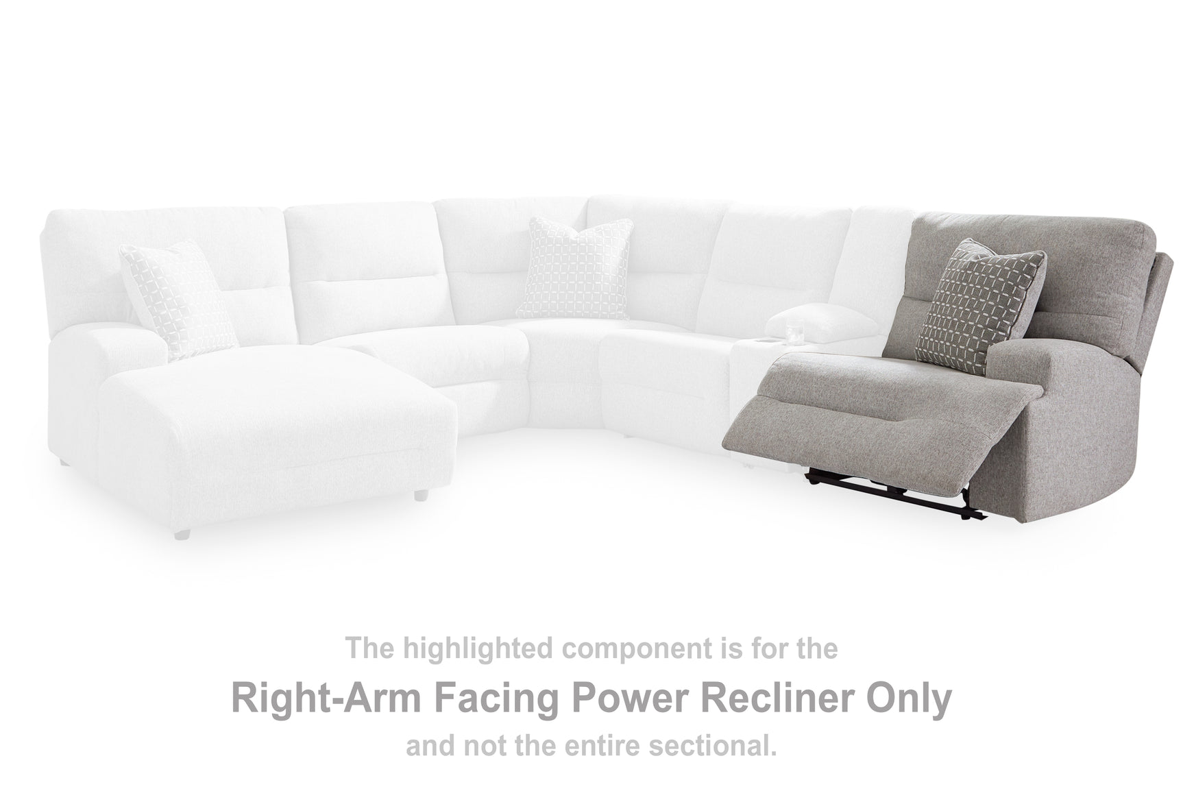 Acklen Place Pewter Performance Fabric,Next-Gen Nuvella™ 5-Piece Power Reclining Sectional