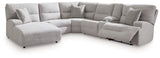 Acklen Place Pewter Performance Fabric,Next-Gen Nuvella™ 6-Piece Power Reclining Sectional with Chaise